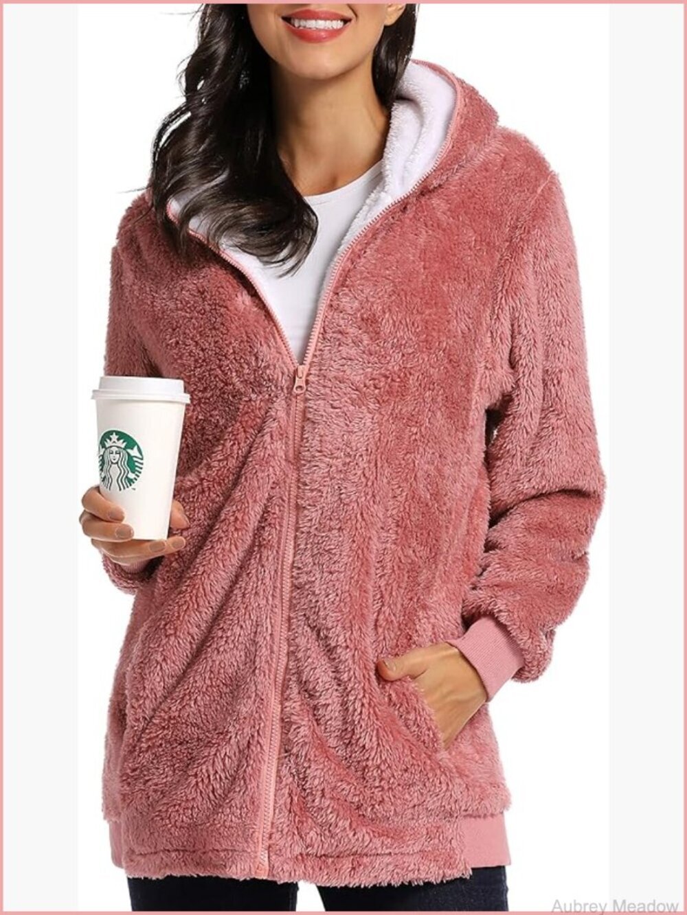 Women's Oversized Fleece Zip Up Hooded Jacket Winter Plus Size Coat